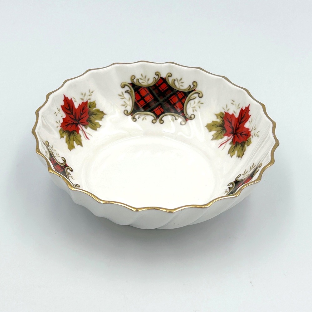 VTG 60s Royal Adderley Maple Leaf Tartan Berry Nut Bowl Fine Bone China‎ England